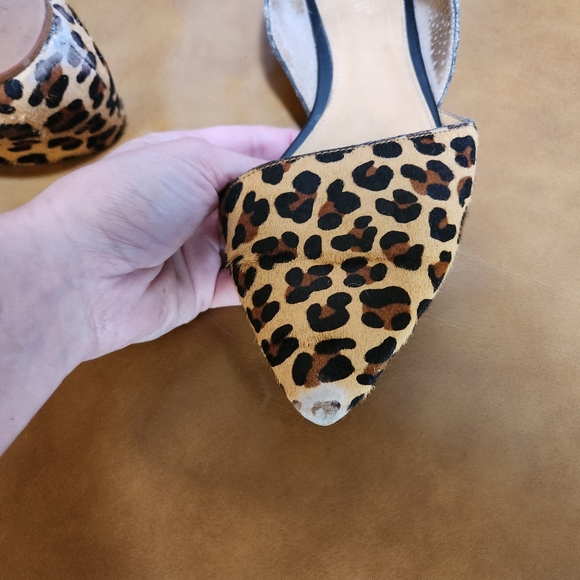 J. Crew Pointed Calf Hair Leopard Flats Size 8.5 - Picture 4 of 9